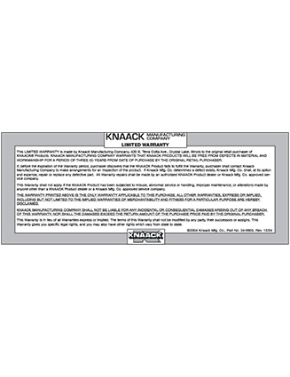 KNAACK Warranty